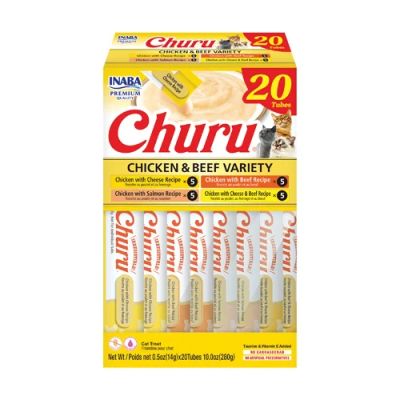 Inaba Churu Varieties - Лакомство за котка нежен крем с комбинации от Пиле и Телешко 20 бр - 4 вида х 5 бр