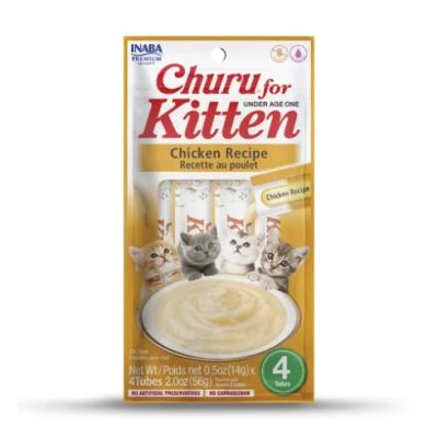 Inaba Churu Puree Kitten Chicken Recipe - Кремообразно лакомство за котенца с пилешко 4 бр