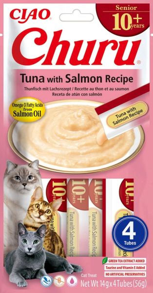 Inaba Ciao Churu Tuna with Salmon – лакомство с риба тон и сьомга за възрастни котки (10+)