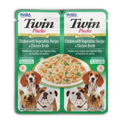 Inaba Twin Chicken with Vegetables Recipe in Chicken Broth - Пауч за куче с пиле и зеленчуци в пилешки бульон 2x40 г