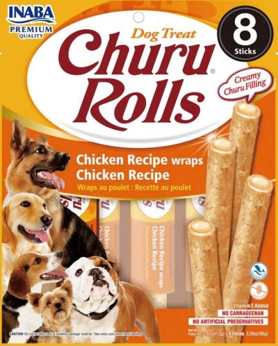 Inaba - Churu rolls - лакомство за куче пилешко руло с крем от пиле 8бр х 12гр