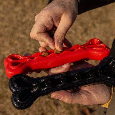 Ferplast SMILE BONE L - Зъбна играчка за кучета, кост, пълнима с гранули червен