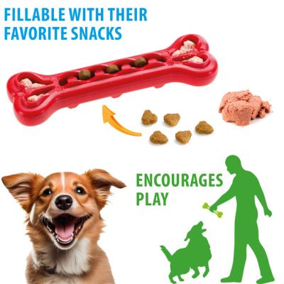 Ferplast SMILE BONE L - Зъбна играчка за кучета, кост, пълнима с гранули червен