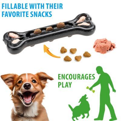 Ferplast SMILE BONE S - Зъбна играчка за кучета, кост, пълнима с гранули черен