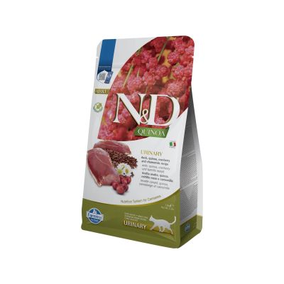 N&D QUINOA URINARY DUCK, CRANBERRY 300г – пълноценна храна с киноа за котки над 1г. за уринарен тракт с патица, червена боровинка и лайка