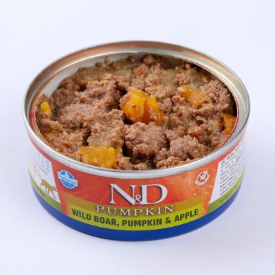N&D CAT BOAR & PUMPKIN & APPLE 70ГР – за котки над 1г., с глиган, тиква и ябълка