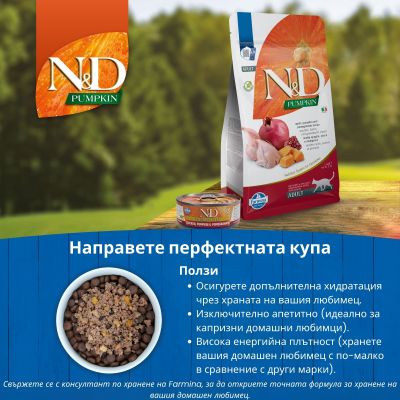 N&D CAT CHICKEN & PUMPKIN & POMEGRANATE 70ГР – за котки над 1г, с пиле, тиква и нар