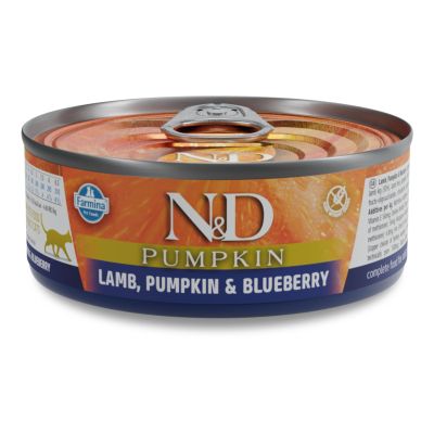 N&D CAT LAMB & PUMPKIN & BLUEBERRY 70ГР – за котки над 1г., с агне, тиква и боровинки