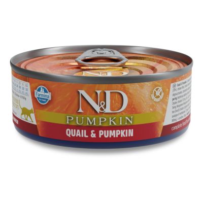 N&D CAT QUAIL & PUMPKIN 70ГР – за котки над 1 година, с пъдпъдък и тиква