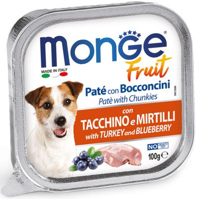 MONGE FRUIT Turkey & Blueberries 100g – терин с пуешко и боровинка