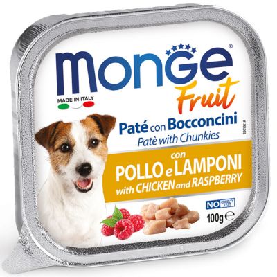 MONGE FRUIT Chicken & Raspberries 100g – терин с пилешко и малина