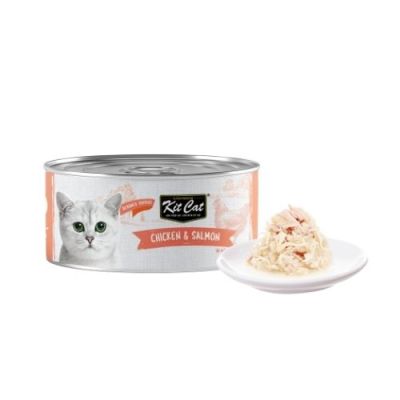 KIT CAT TOPPER Chicken&Salmon 80g -КОНСЕРВА за котки над 1г - обезкостено пилешко и сьомга в аспик (желе)