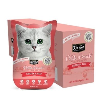 KIT CAT Pouch Chicken & Beef 70g -ПАУЧ Пилешко и телешко в аспик (желе)																																																																																																																																																																											