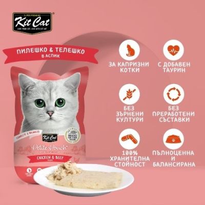 KIT CAT Pouch Chicken & Beef 70g -ПАУЧ Пилешко и телешко в аспик (желе)																																																																																																																																																																											