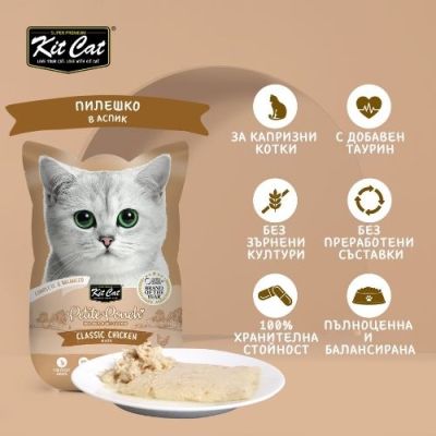 KIT CAT Pouch Chicken -  ПАУЧ Пилешко в аспик (желе)																																																																																																																																																																				