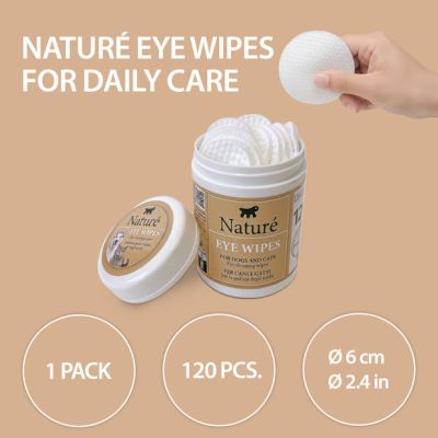 DOG AND CAT EYE CLEANING WIPES NATURÉ 120 бр.- Мокри кърпички /дискове/ за почистване на очи за кучета и котки. 