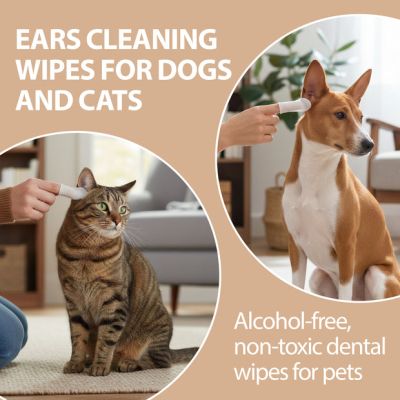 NATURÉ EAR WIPES 50 бр.- Мокри кърпички /напръстник/ за почистване на уши за кучета и котки. 