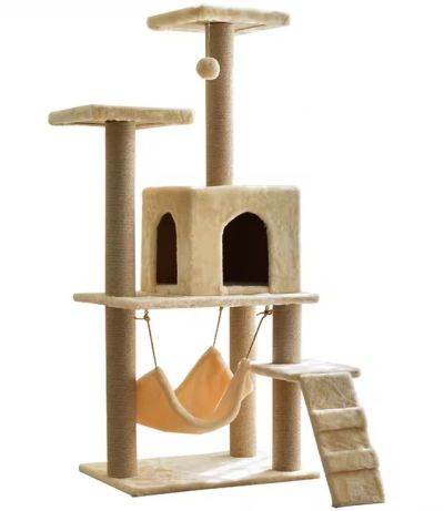 PlayMe Eco-friendly Natural Cat Tree - Драскало-катерушка за коте Лумпур бежово, кула 128см
