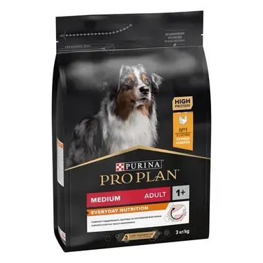 PURINA® PRO PLAN® Dog Medium Adult храна за кучета в зряла възраст от средни породи, с високо съдържание на пиле