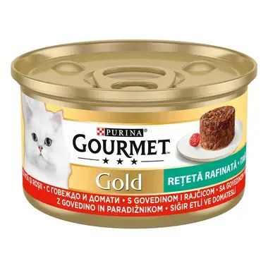 Gourmet Gold котешки пай с говеждо и домати 85g 