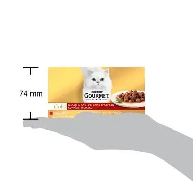Gourmet Gold 4х 85g хапки в сос - говеждо, пиле, сьомга, патица, пуйка, дроб