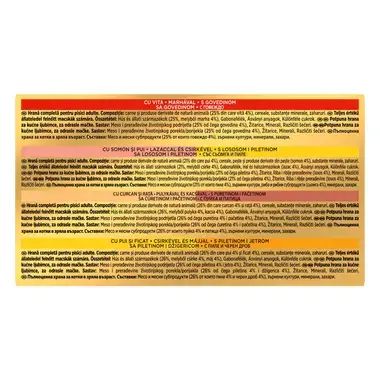 Gourmet Gold 4х 85g хапки в сос - говеждо, пиле, сьомга, патица, пуйка, дроб