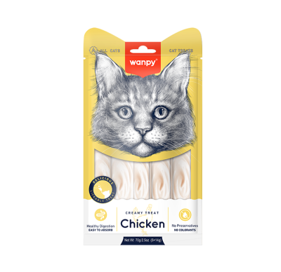Wanpy Cat кремообразно лакомство за котки с пиле 5 х 14 г
