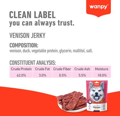 Wanpy Venison Jerky 100 г - премиум клас еленско филе, печено на фурна