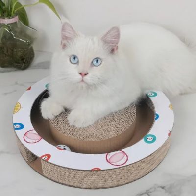 anipro Драскалка за котки, малък кръг бяла, 33х33х4.5 см
