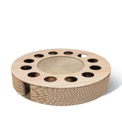 anipro Драскалка за котки малък кръг дървен, 33х33х4.5 см