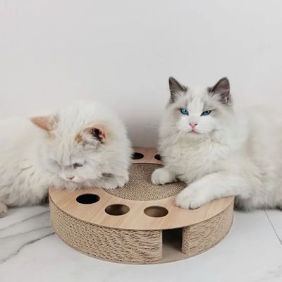 anipro Драскалка за котки малък кръг дървен, 33х33х4.5 см