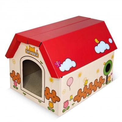 anipro Драскалка за котки, червена къща, 44х22.5х34 см