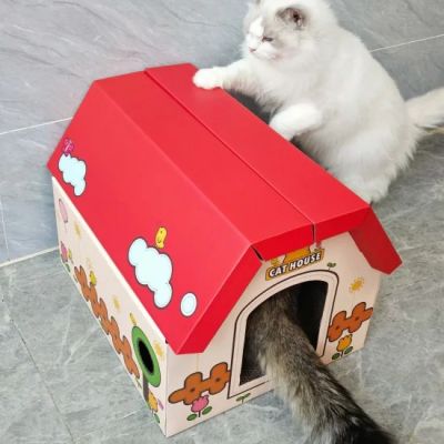 anipro Драскалка за котки, червена къща, 44х22.5х34 см