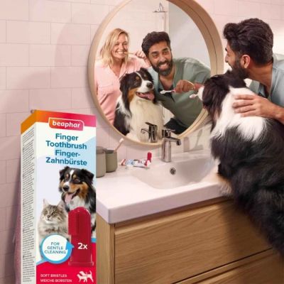 Beaphar Soft Finger Toothbrush - мека четка за зъби тип напръстник, за кучета и котки, 2 броя в опаковка