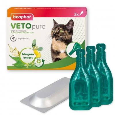 Beaphar VETOpure Flea Spot-On капки против бълхи за котки и котенца над 12 седмици, 3 пипети