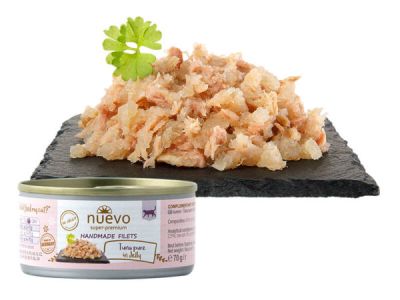 Nuevo 70g Филета с риба тон в желе - Пълноценна и балансирана храна за възрастни котки над 1 година