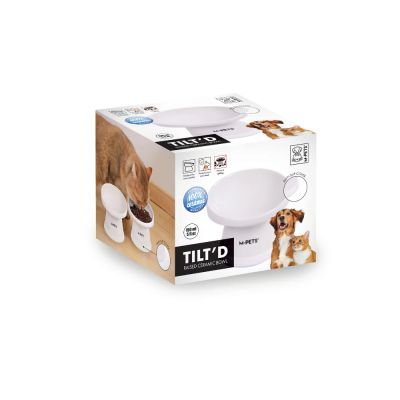 M-Pets Tilt’D Керамична Повдигната Купа Бяла 150 мл