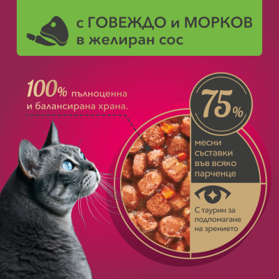 MY LOVE POUCH WITH VEAL AND VEGETABLE IN JELLY 0.085 – Пауч за котки телешко и моркови в желе
