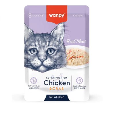Wanpy Cat пауч 85гр с пилешко и раци в апетитно желе