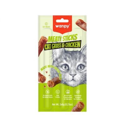 Wanpy cat meat sticks 3бр саламени пръчици с пиле и котешка трева