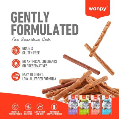 Wanpy cat meat sticks 3бр саламени пръчици с пиле и котешка трева