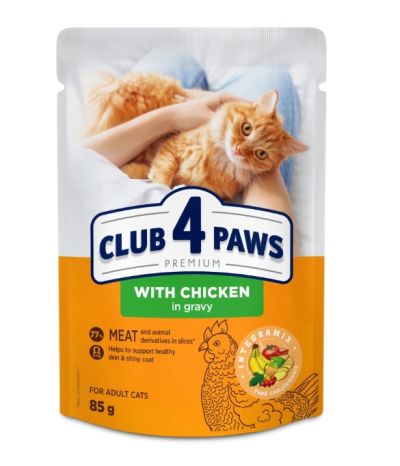 CLUB 4 PAWS POUCH CHICKEN IN GRAVY 85g – пауч за котки пиле в сос грейви